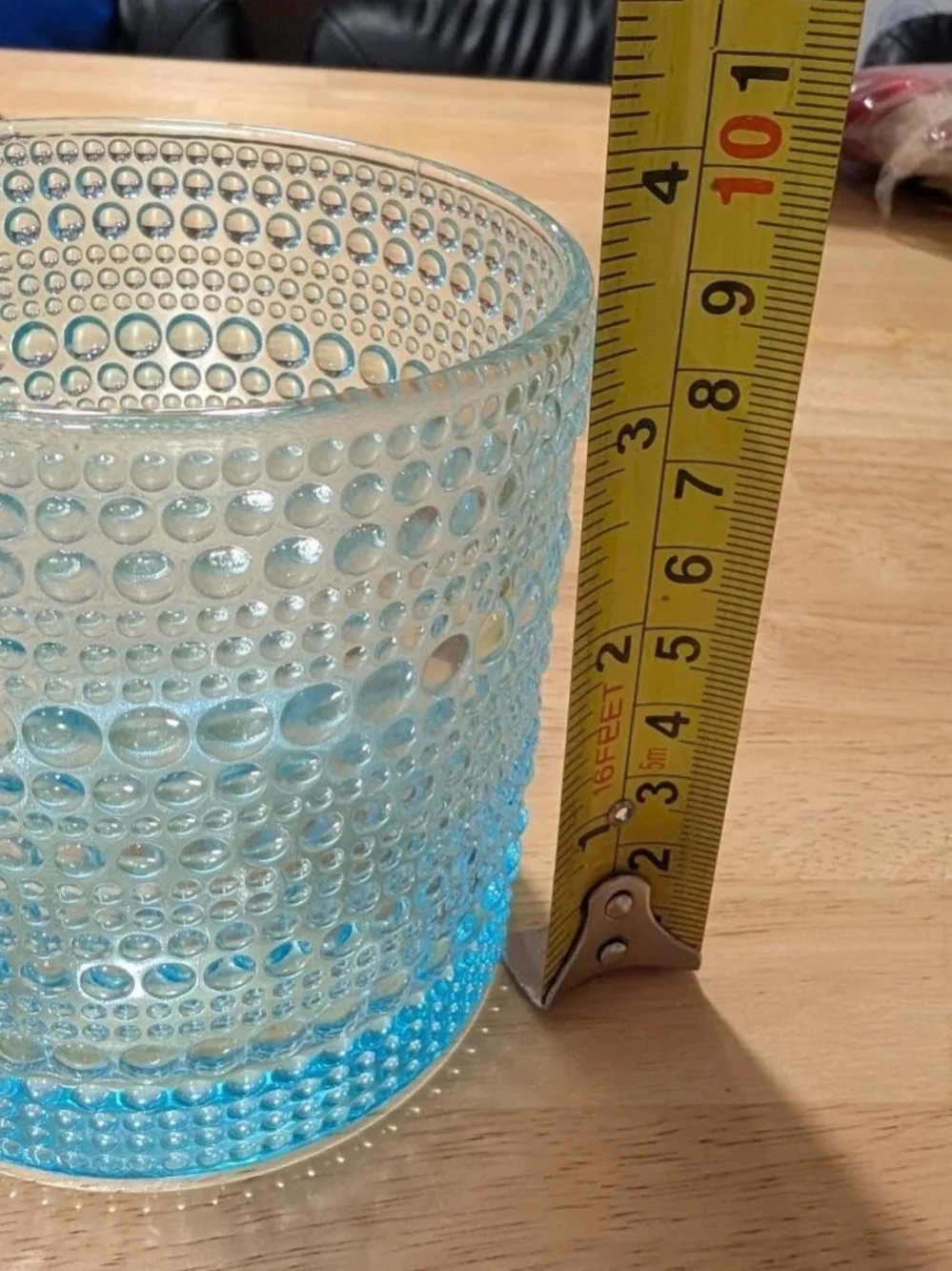 4 Blue Hobnail Drinking Glasses Old-fashioned Bar & Beverage